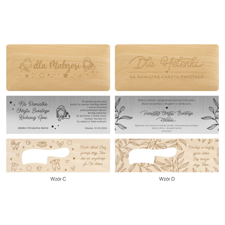 Silver comb in wooden box with dedication - Christening souvenir - G3-1