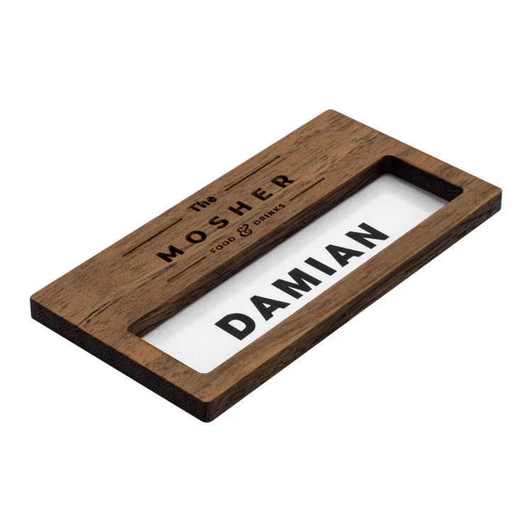 Wooden window badge - American walnut premium - Dimensions: 66x34mm - ID141