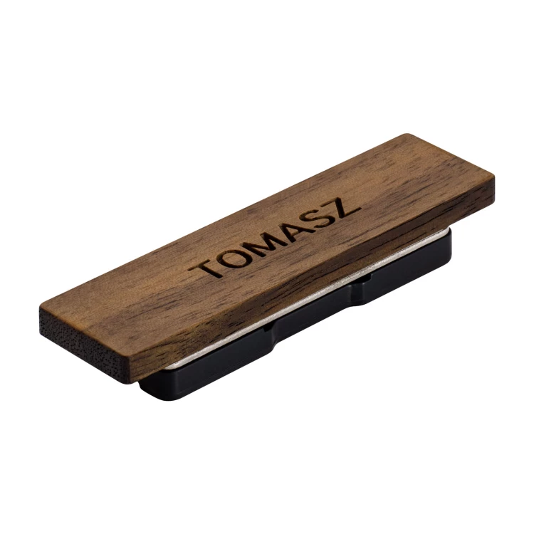 Wooden badge - American walnut premium - Dimensions: 57x15mm - ID142