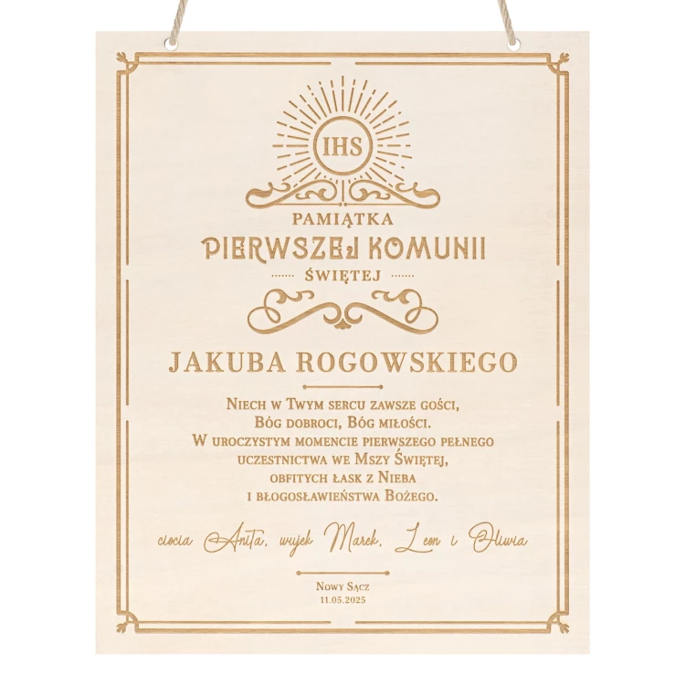 Plaque with your engraving - First Communion Souvenir - KOM029
