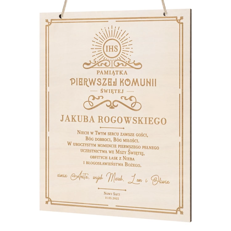 Plaque with your engraving - First Communion Souvenir - KOM029