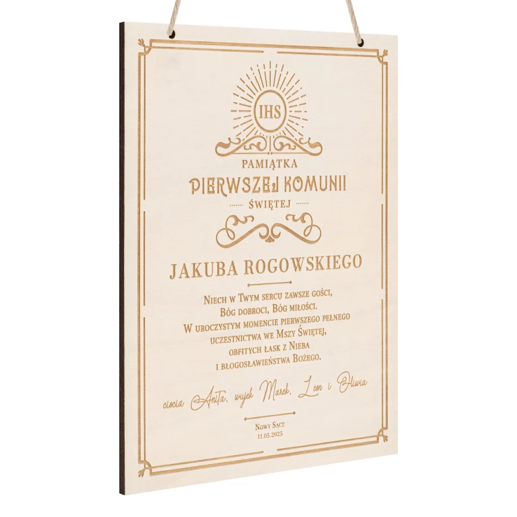 Plaque with your engraving - First Communion Souvenir - KOM029