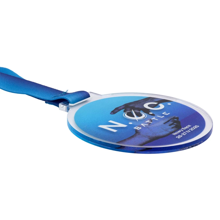  Acrylic medal with custom print and logo ribbon - MGR122