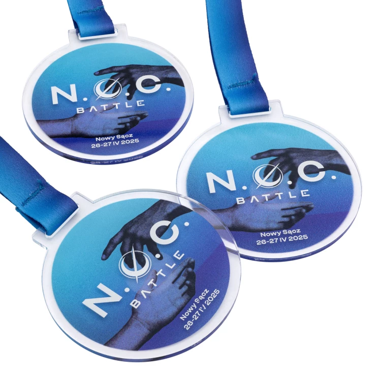  Acrylic medal with custom print and logo ribbon - MGR122