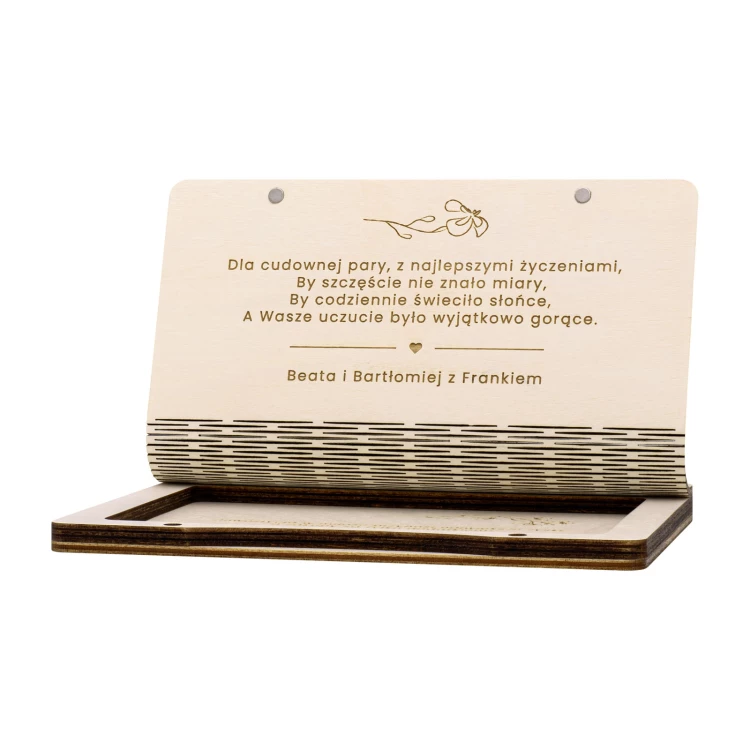 Money box with engraving and dedication - personalised wedding gift - size 110x170mm - SNP002