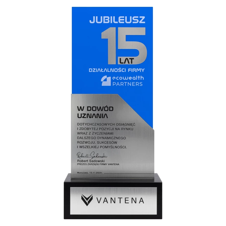 Business anniversary statuette - 15th anniversary gift for a company - DTA202