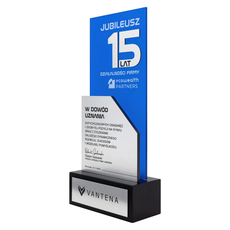 Business anniversary statuette - 15th anniversary gift for a company - DTA202