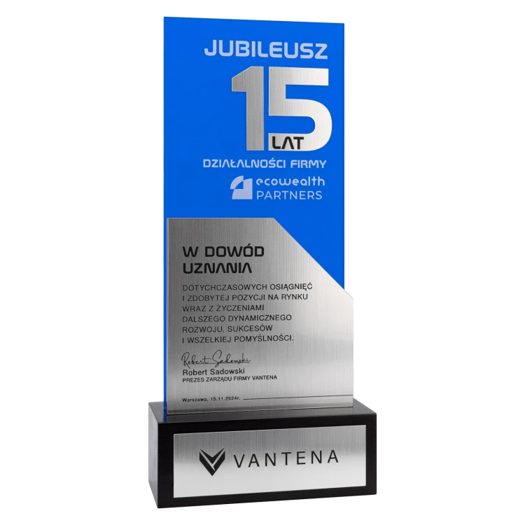 Business anniversary statuette - 15th anniversary gift for a company - DTA202
