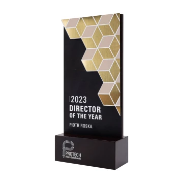 Wooden business statuette with UV printing - award for exceptional achievement - height 22 cm - DTA138