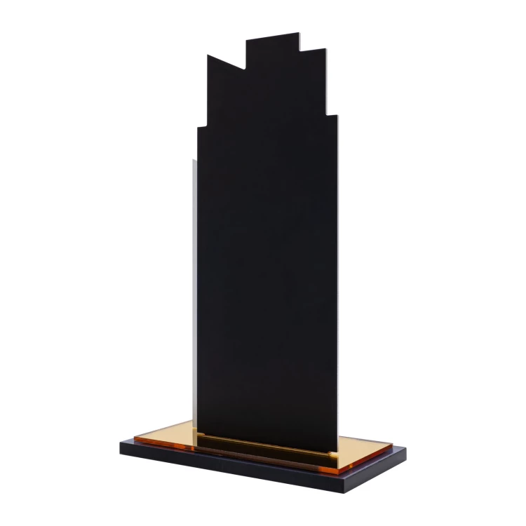 UV printed business statuette - aluminium and gold mirror acrylic - H 23 cm - DTA140