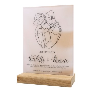 Acrylic statuette on wooden pedestal - wedding gift - height 21 cm - DTA142
