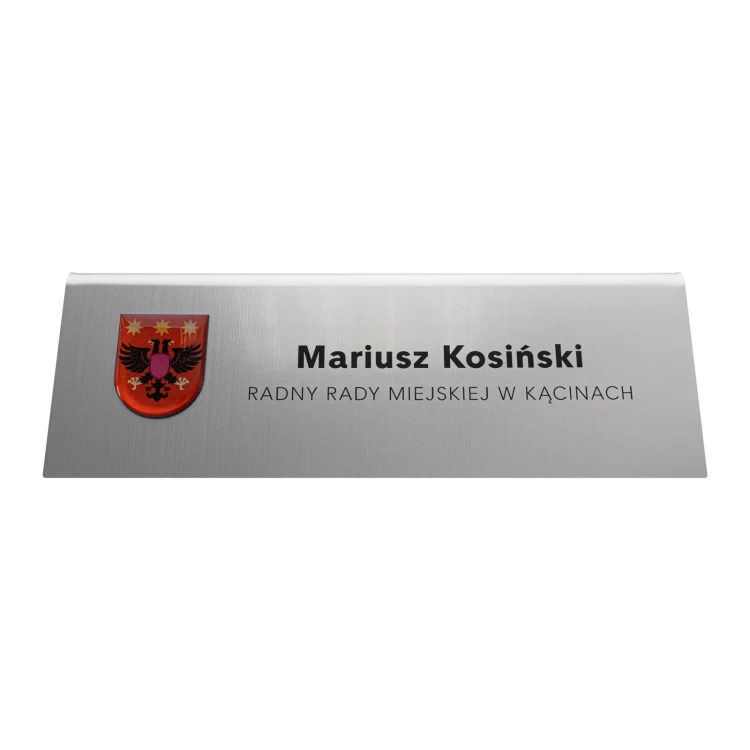 Business card for desk with name and surname - crest with doming - size 170x60mm - ST075