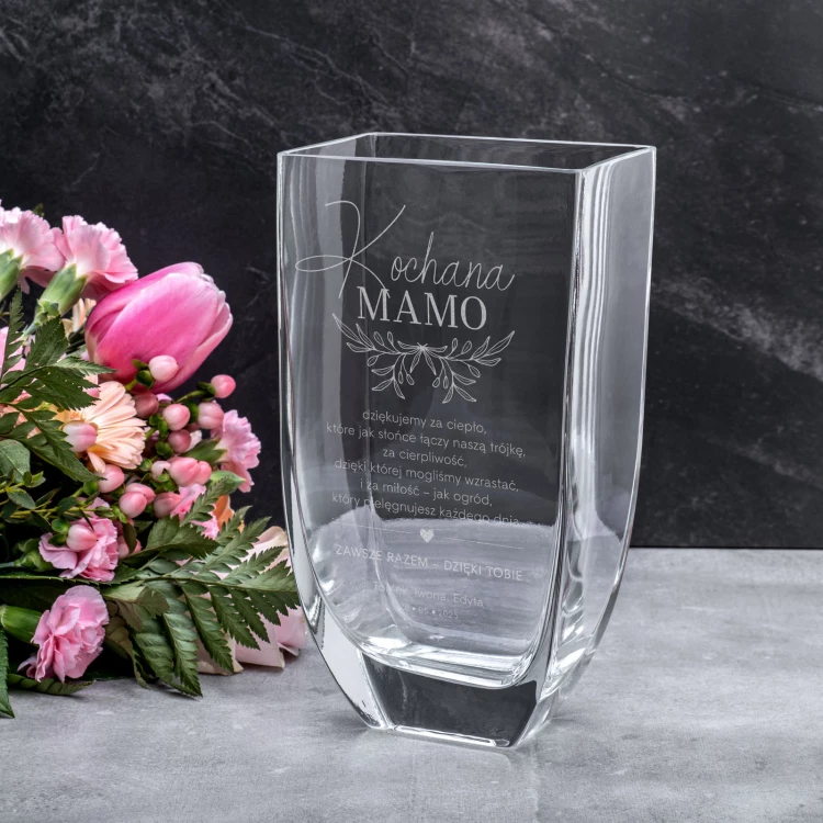 Vase with engraving - Flora - gift for mum - WAZ027