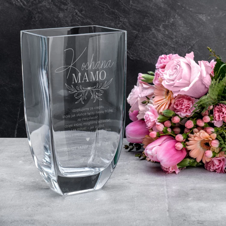 Vase with engraving - Flora - gift for mum - WAZ027
