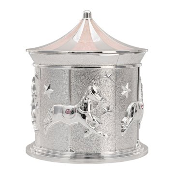 Music box - pink carousel with horses - POZ013