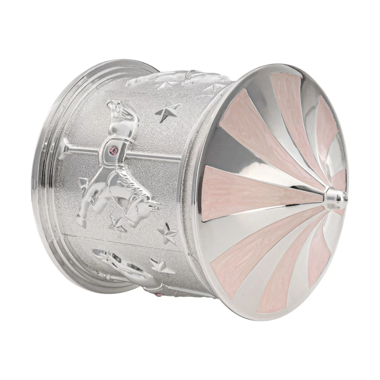 Music box - pink carousel with horses - POZ013