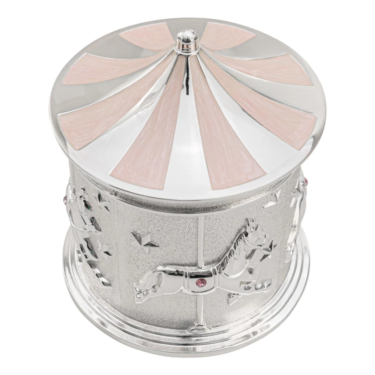 Music box - pink carousel with horses - POZ013