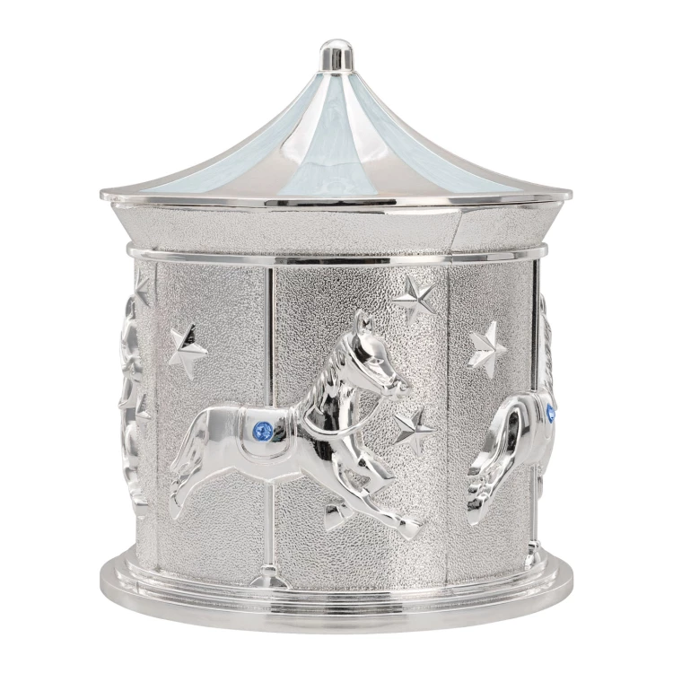 Music box - blue carousel with horses - POZ012