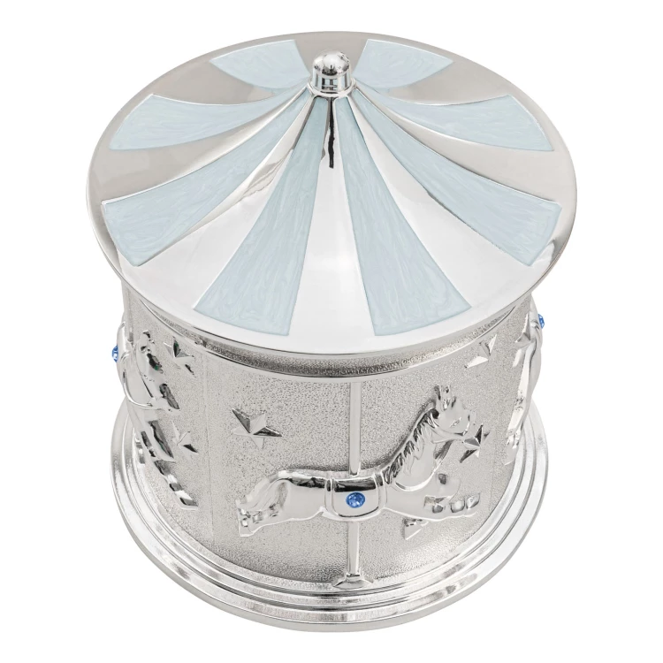 Music box - blue carousel with horses - POZ012