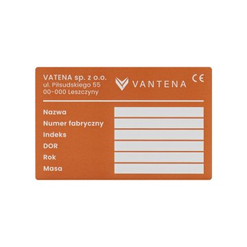 Aluminium nameplate - 100x65mm - NANODRUK - TAN009