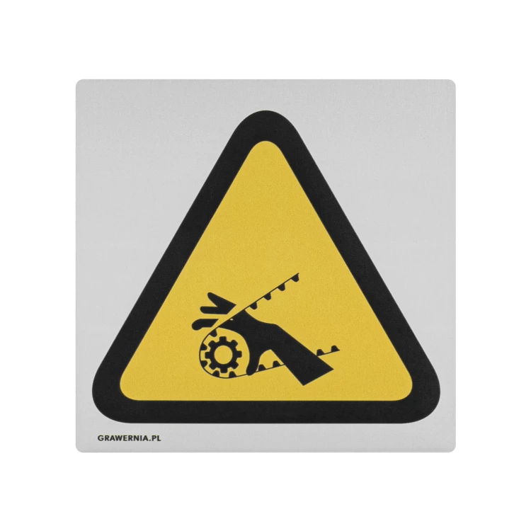 Danger of being caught in a chain - aluminium information sign - 80x80mm - NANODRUK - TAN010