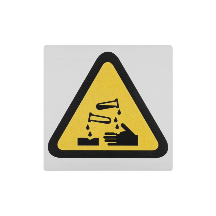 Corrosive substance sign - aluminium information plate - 66x66mm - NANODRUK - TAN012
