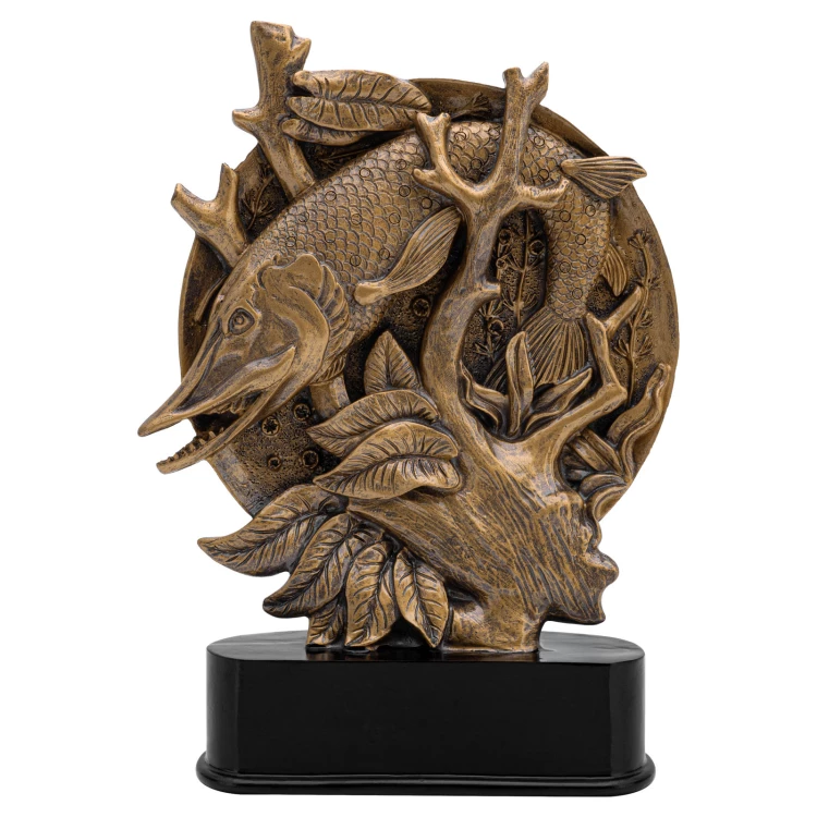 Goldfish 2 statuette - cast with your engraving - height 28 cm - FOL076