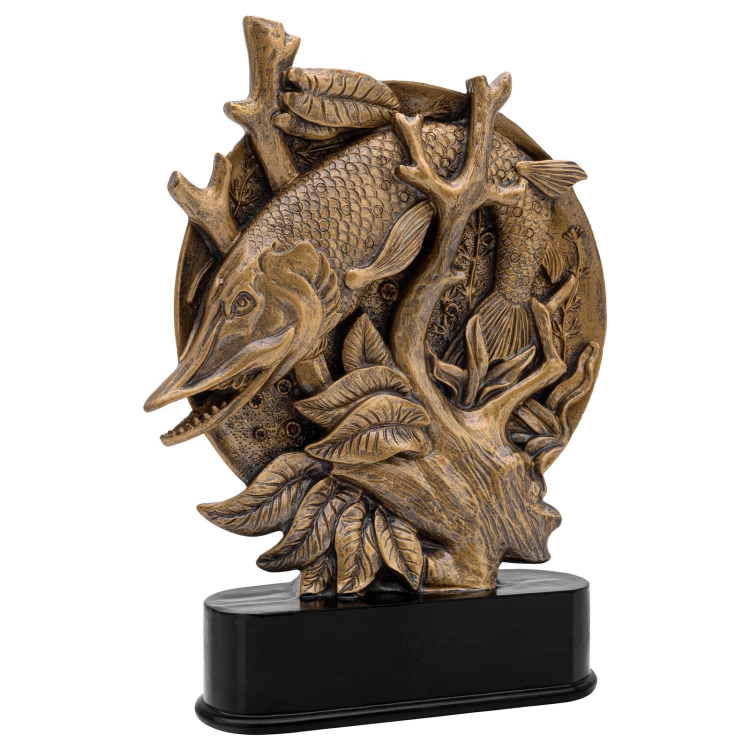 Goldfish 2 statuette - cast with your engraving - height 28 cm - FOL076