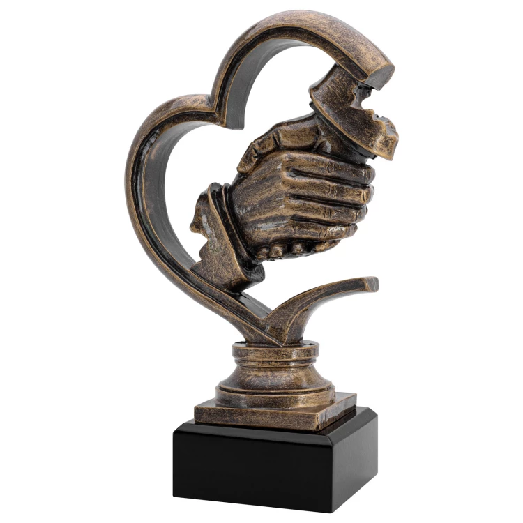 Handshake statuette - cast with engraving - H 20 cm - FOL077
