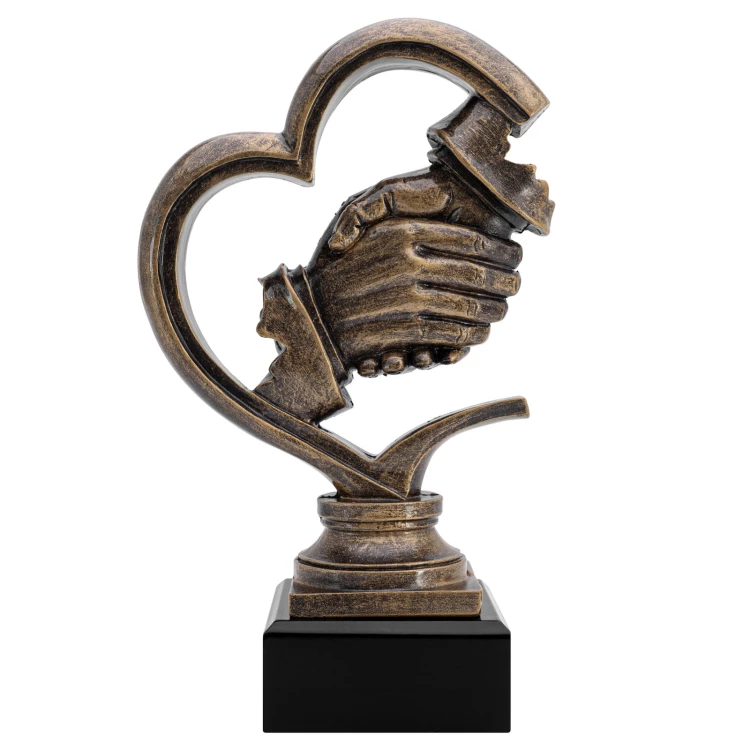 Handshake statuette - cast with engraving - H 20 cm - FOL077