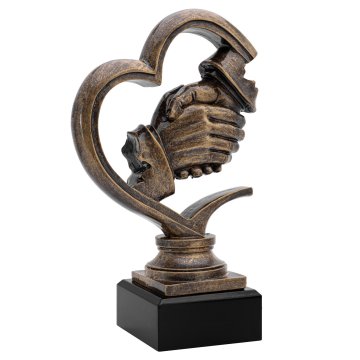 Handshake statuette - cast with engraving - H 20 cm - FOL077