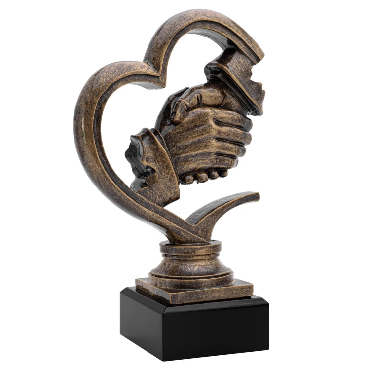 Handshake statuette - cast with engraving - H 20 cm - FOL077