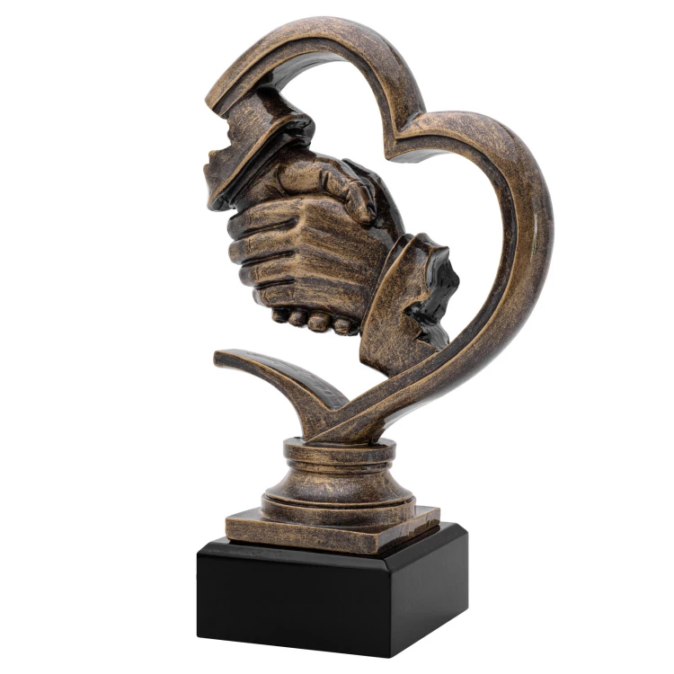 Handshake statuette - cast with engraving - H 20 cm - FOL077