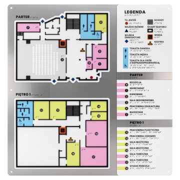 Braille plan with ADA material, 3D doming, laminate and acrylic - Dimension 750x785 mm - TAB695