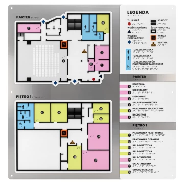 Braille plan with ADA material, 3D doming, laminate and acrylic - Dimension 750x785 mm - TAB695