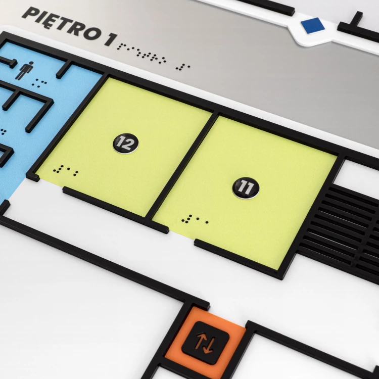 Braille plan with ADA material, 3D doming, laminate and acrylic - Dimension 750x785 mm - TAB695