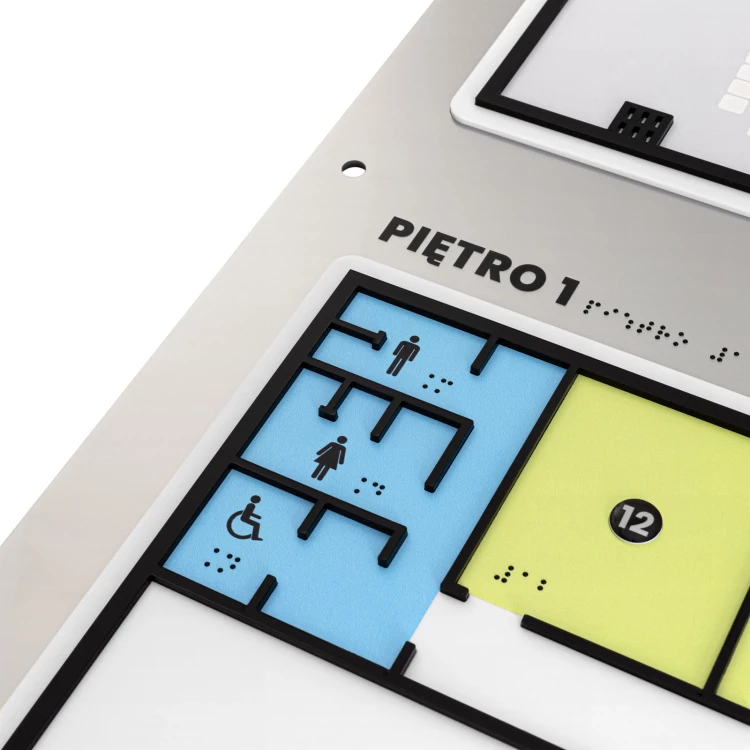 Braille plan with ADA material, 3D doming, laminate and acrylic - Dimension 750x785 mm - TAB695
