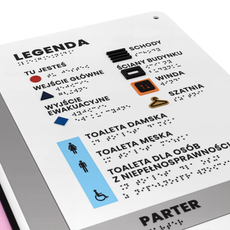 Braille plan with ADA material, 3D doming, laminate and acrylic - Dimension 750x785 mm - TAB695