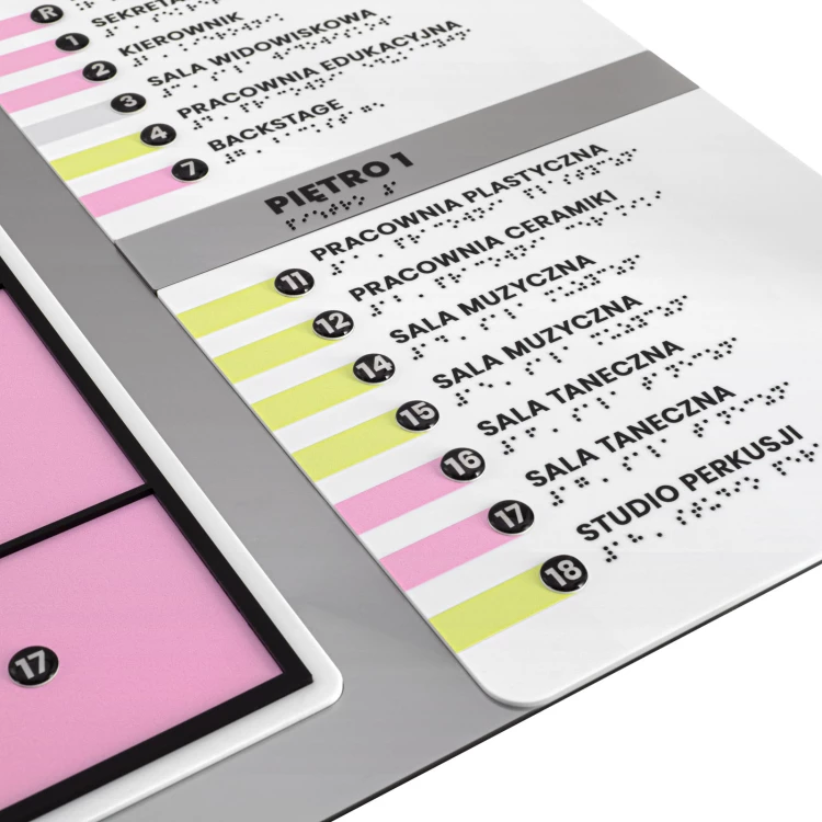 Braille plan with ADA material, 3D doming, laminate and acrylic - Dimension 750x785 mm - TAB695