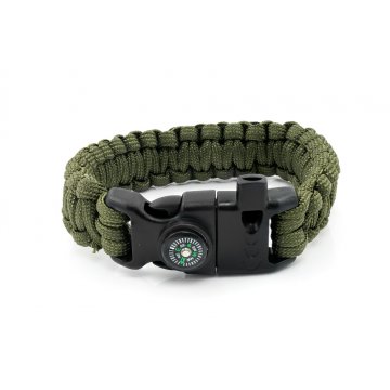 Rambo Survival Bracelet - Green with Your Engraving - BP120