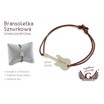 Electric Guitar Cord Bracelet - New Silver - BNS002