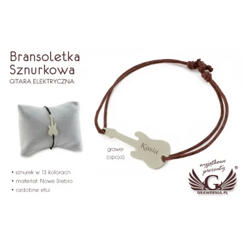 Electric Guitar Cord Bracelet - New Silver - BNS002