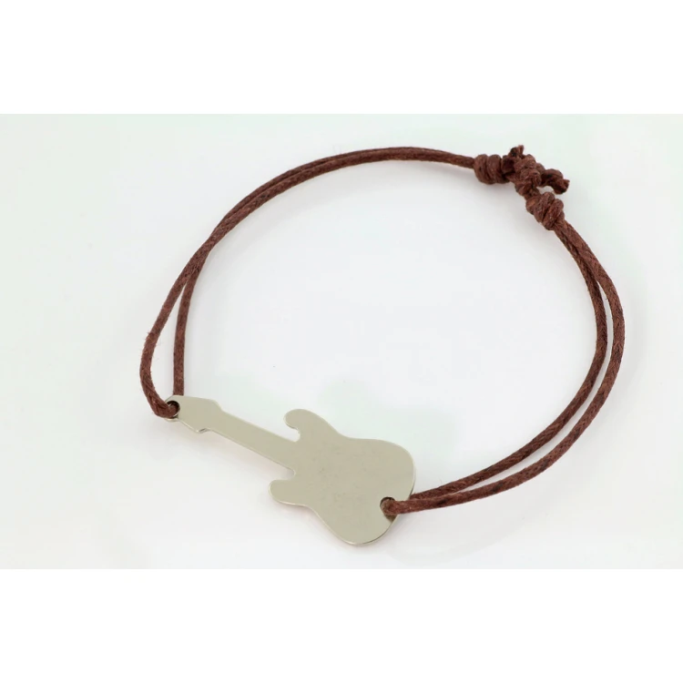 Electric Guitar Cord Bracelet - New Silver - BNS002