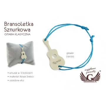 Classical Guitar Cord Bracelet - New Silver - BNS007