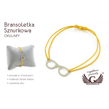 Cord Bracelet GLASSES - New Silver - BNS012