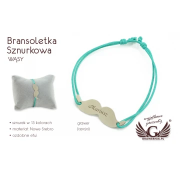 Cord Bracelet MUSTACHE - New Silver - BNS004