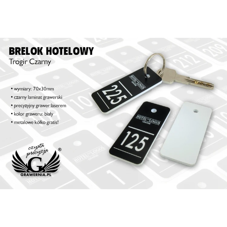 Keychains for school - TROGIR black - 70x30mm