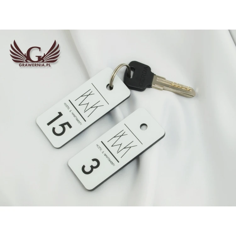 Keychains for school - TROGIR white - 70x30mm