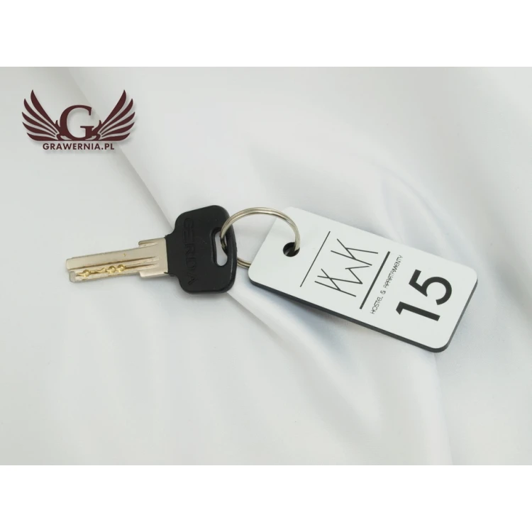 Keychains for school - TROGIR white - 70x30mm