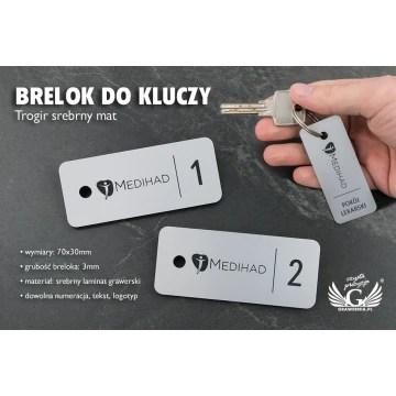 Keychains - TROGIR Matte Silver - 70x30mm
